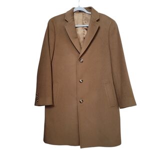 Black Brown 1826 Camel Wool Cashmere Blend Men's Overcoat Coat Size 42R
